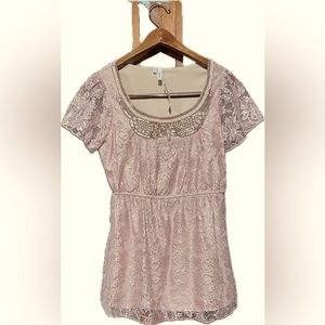 Maurices studio Y lace beaded holiday party top size small NWT